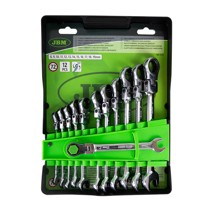 SET DE 12 LLAVES COMBINADAS ARTICULADAS CON TRINQUETE - 51318