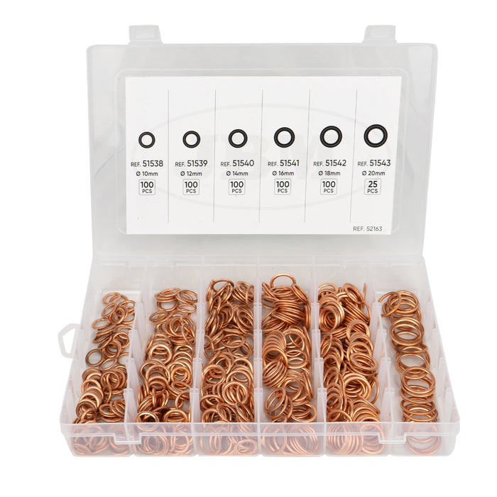 ESTUCHE DE ARANDELAS DE COBRE PARA TAPÓN DE CÁRTER 525PCS -52163