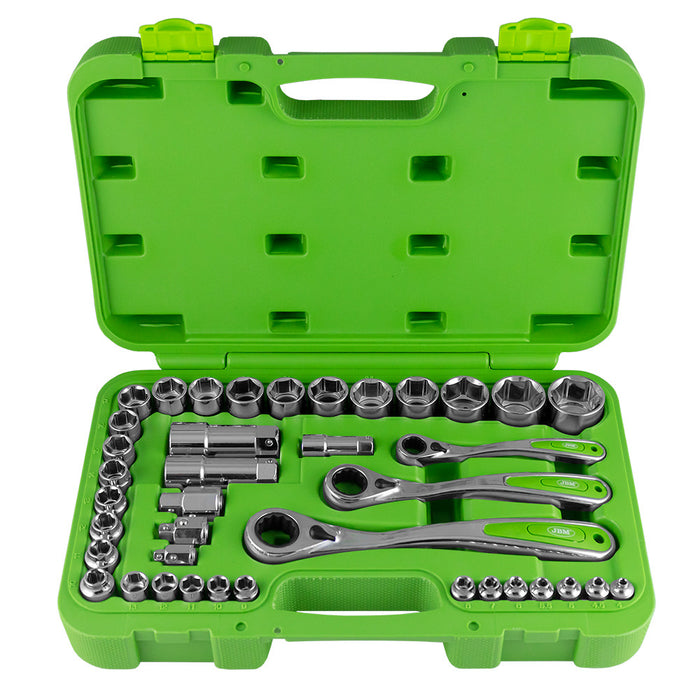 MALETÍN DE HERRAMIENTAS GO-THROUGH DE 39 PIEZAS 1/2",1/4" Y 3/2" CROMADO -52418