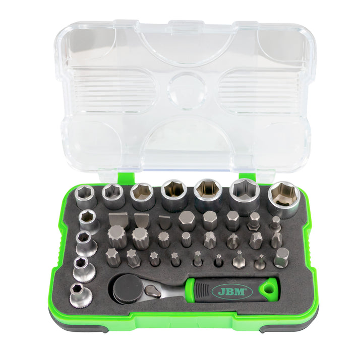 ESTUCHE DE 38 PIEZAS CON CARRACA MINI DE 1/4" - 53156