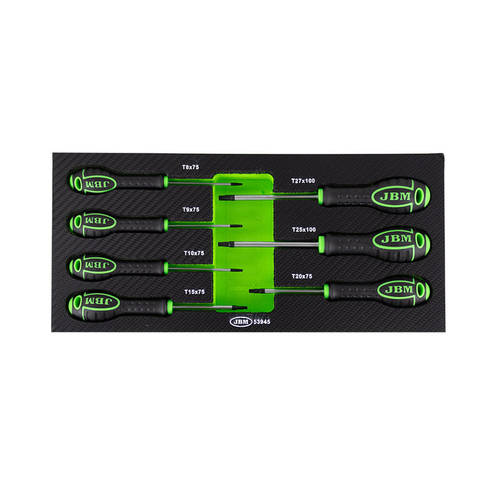 SET DE 7 DESTORNILLADORES EN TORX CON MODULO EVA CARBONO - 53945