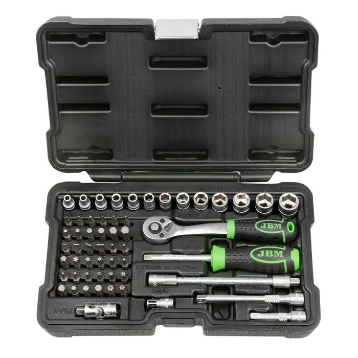 ESTUCHE DE HERRAMIENTAS CON 56 PIEZAS CON VASOS HEXAGONALES 1/4" CINCADO -54105