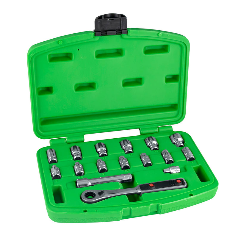 ESTUCHE DE HERRAMIENTAS CON 16 PIEZAS GO-THROUGH 1/4" CROMADO -50623