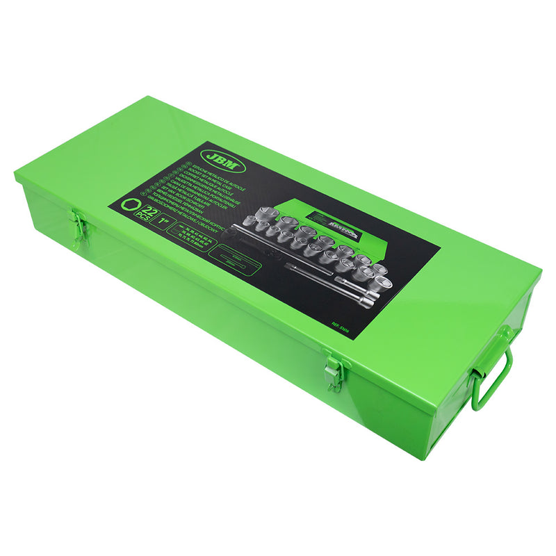 ESTUCHE METÁLICO CON 22 PIEZAS DE AUTOCLÉ DE 1" EN HEXAGONAL CINCADO - 51616