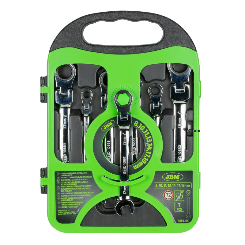 SET DE 7 LLAVES COMBINADAS ARTICULADAS CON TRINQUETE - 53017