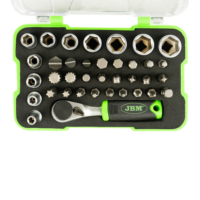 ESTUCHE DE 38 PIEZAS CON CARRACA MINI DE 1/4" - 53156