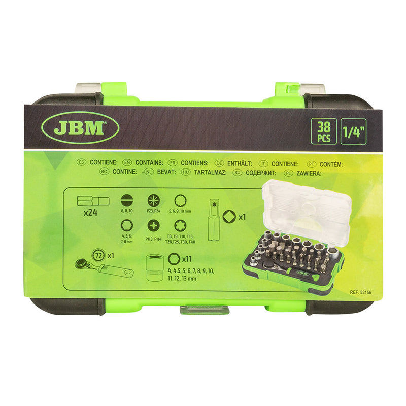 ESTUCHE DE 38 PIEZAS CON CARRACA MINI DE 1/4" - 53156