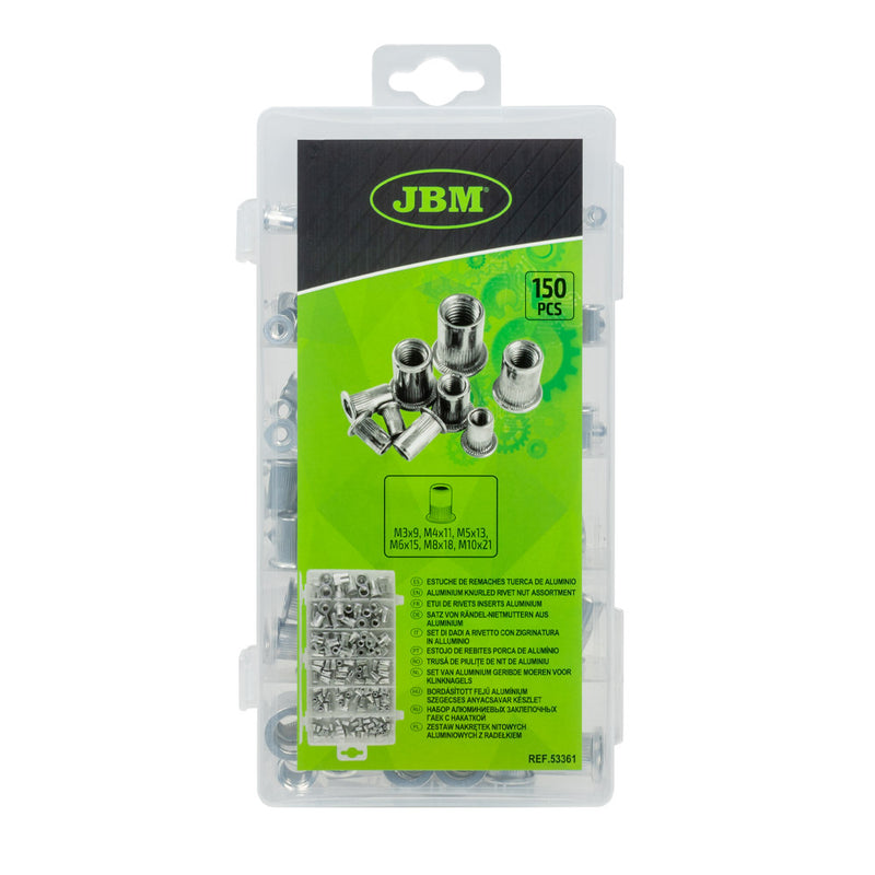 ESTUCHE DE REMACHES TUERCA DE ALUMINIO 150PCS -53361