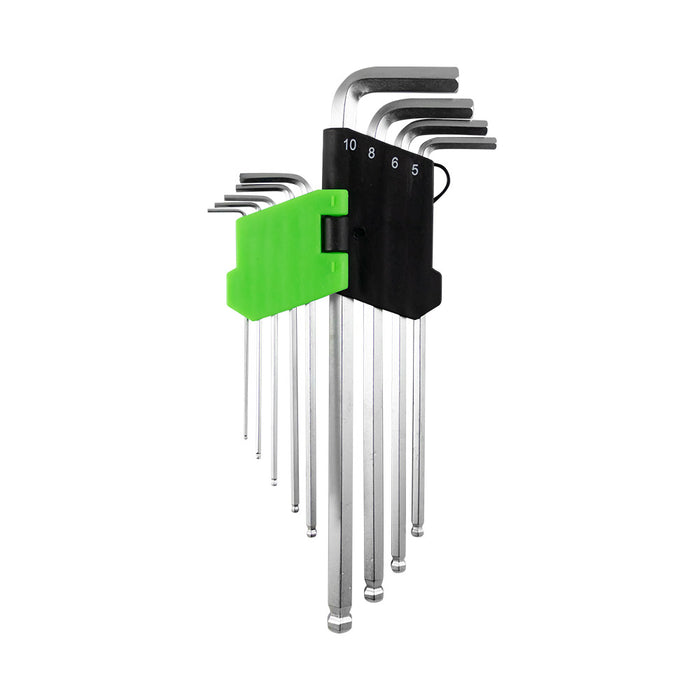 SET DE 9 LLAVES ALLEN CON PUNTA REDONDA EXTRALARGAS - 53738