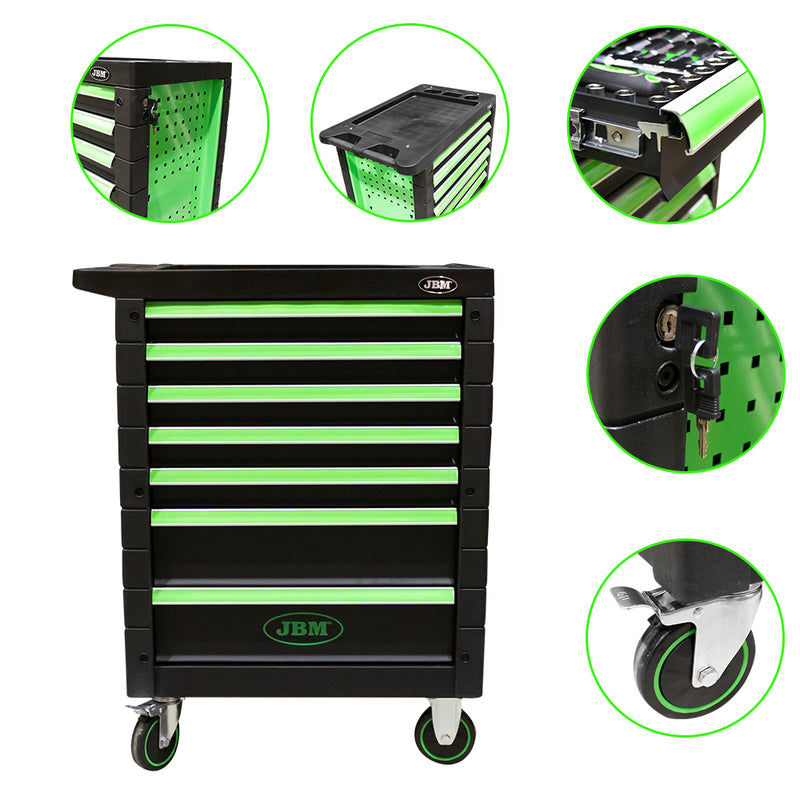 CARRO DE HERRAMIENTAS 7 CAJONES VERDE CON HERRAMIENTAS - 53904