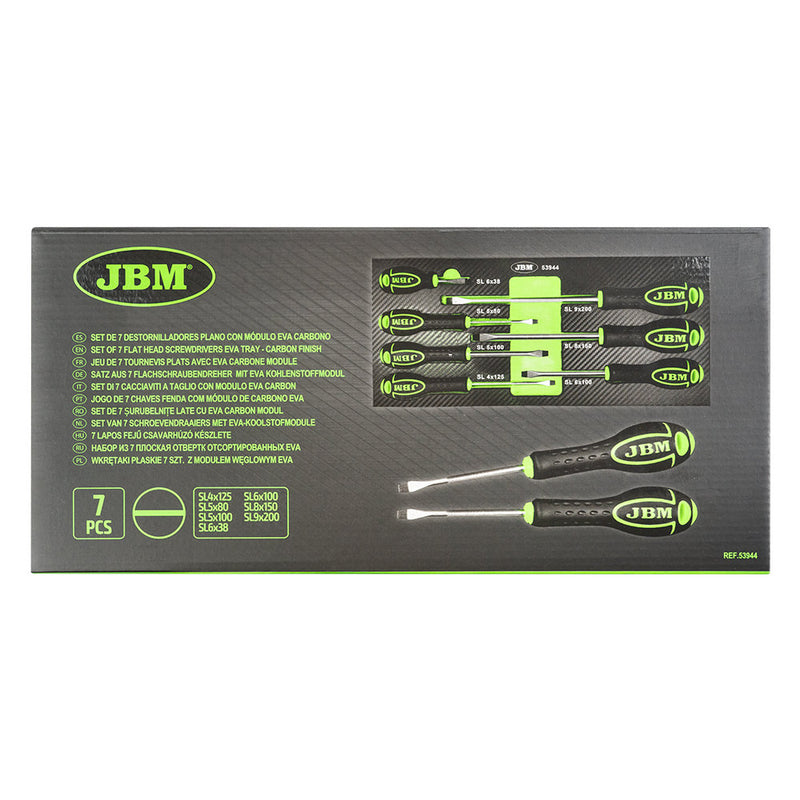 SET DE 7 DESTORNILLADORES PLANO CON MÓDULO EVA CARBONO - 53944