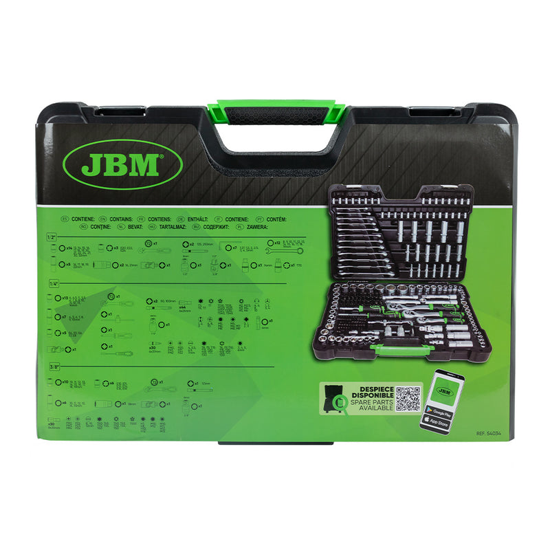 MALETÍN DE HERRAMIENTAS DE 216 PIEZAS CON VASOS HEXAGONALES CINCADO - 54034