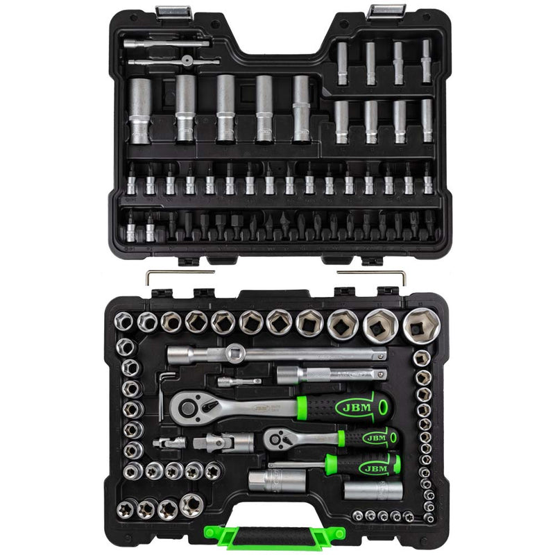 MALETÍN DE HERRAMIENTAS DE 108 PIEZAS CON VASOS HEXAGONALES CINCADO - 54037