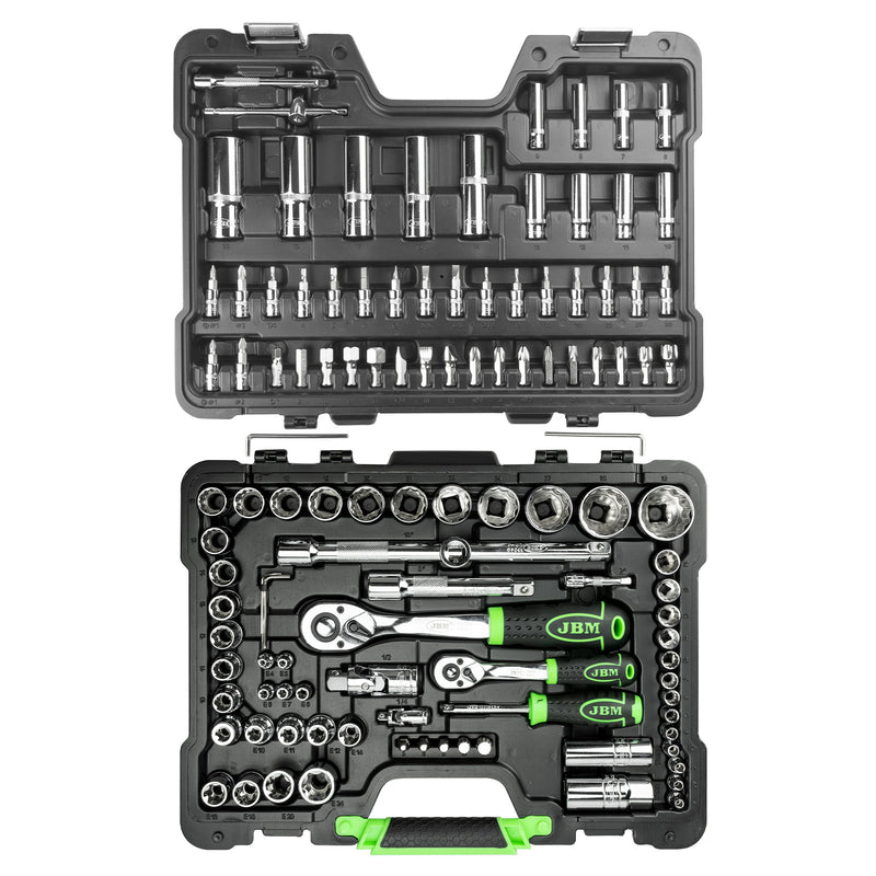 MALETÍN DE HERRAMIENTAS DE 113 PIEZAS VASOS DE 12 CANTOS CROMADO - 54047