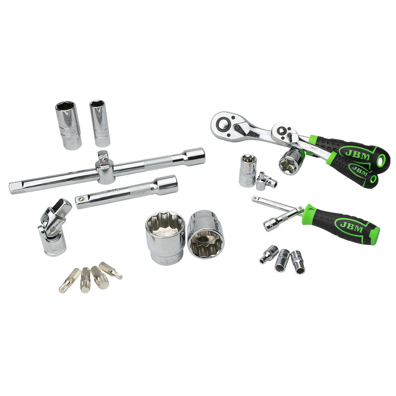 MALETÍN DE HERRAMIENTAS DE 113 PIEZAS VASOS DE 12 CANTOS CROMADO - 54047