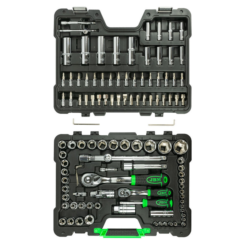 MALETÍN DE HERRAMIENTAS DE 108 PIEZAS CON VASOS HEXAGONALES CROMADO - 54048