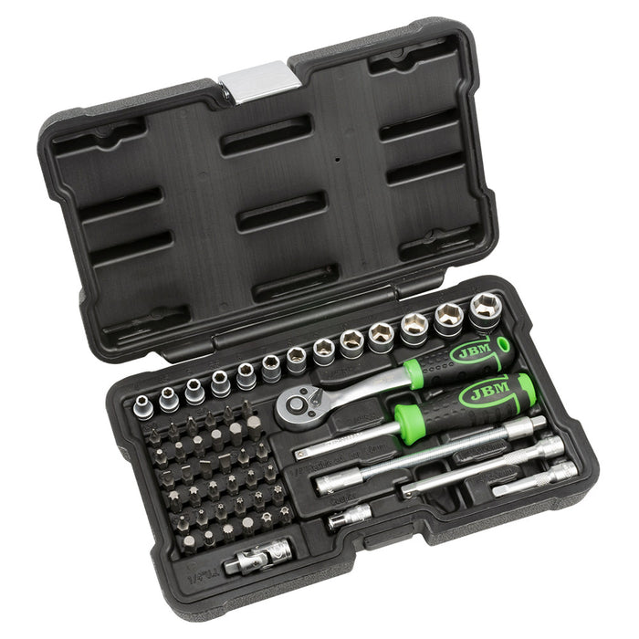 ESTUCHE DE HERRAMIENTAS CON 56 PIEZAS CON VASOS HEXAGONALES 1/4" CINCADO -54105