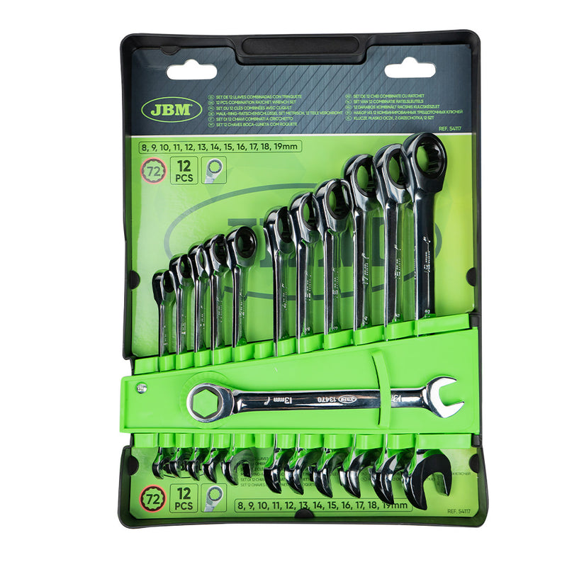 SET DE 12 LLAVES COMBINADAS CON TRINQUETE - 54117