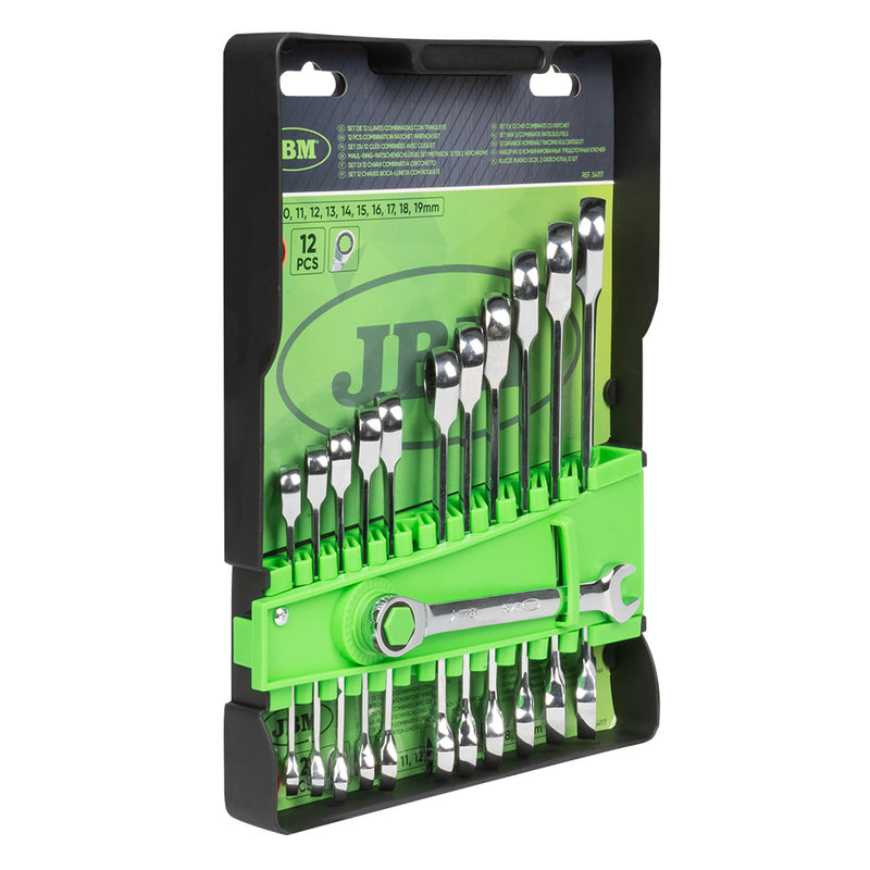 SET DE 12 LLAVES COMBINADAS CON TRINQUETE - 54117