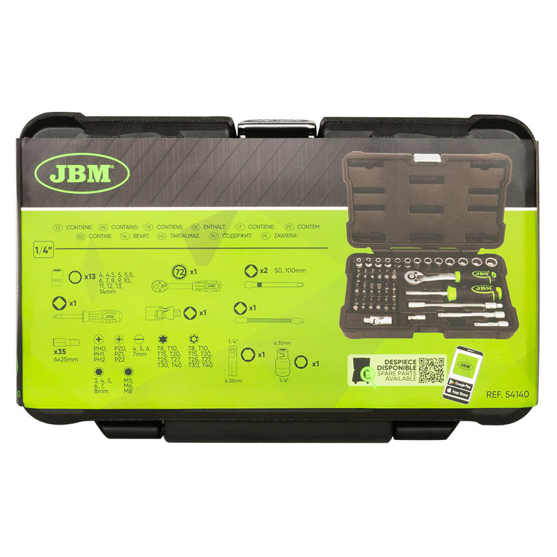 ESTUCHE DE HERRAMIENTAS DE 56 PIEZAS CON VASOS DE 12 CANTOS 1/4" CINCADO 54140