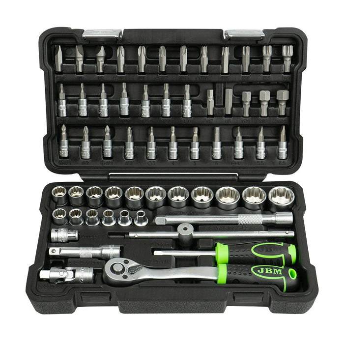 ESTUCHE DE HERRAMIENTAS DE 59 PIEZAS CON VASOS DE 12 CANTOS 3/8" CINCADO -54168