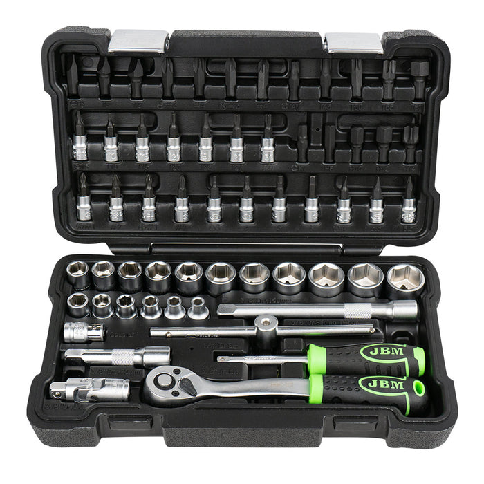 ESTUCHE DE HERRAMIENTAS DE 59 PIEZAS CON VASOS HEXAGONALES 3/8" CINCADO -54277