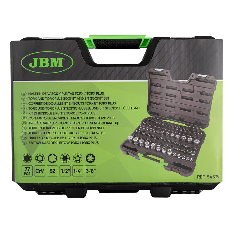 MALETÍN DE VASOS Y PUNTAS TORX / TORX PLUS DE 77 PIEZAS -54539