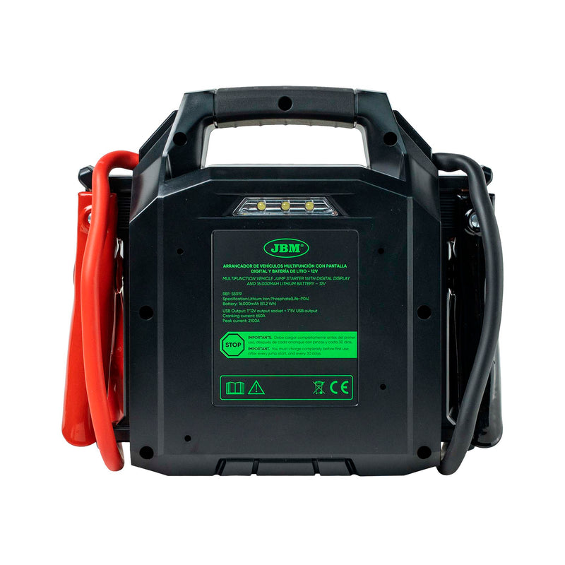 ARRANCADOR DE VEHÍCULOS MULTIFUNCIÓN CON PANTALLA DIGITAL Y BATERÍA DE LITIO DE 16.000MAH – 12V - 55019