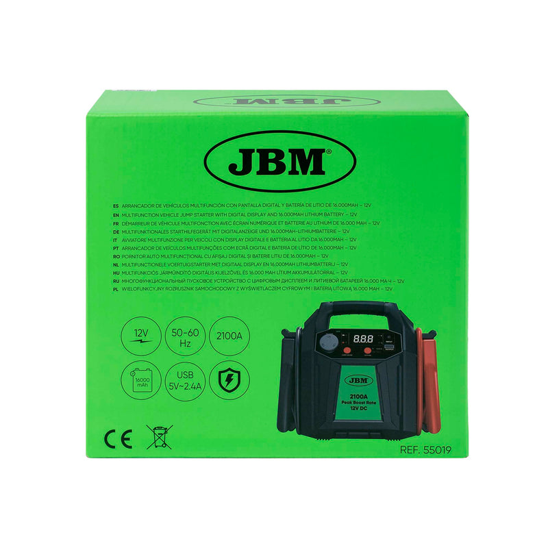 ARRANCADOR DE VEHÍCULOS MULTIFUNCIÓN CON PANTALLA DIGITAL Y BATERÍA DE LITIO DE 16.000MAH – 12V - 55019