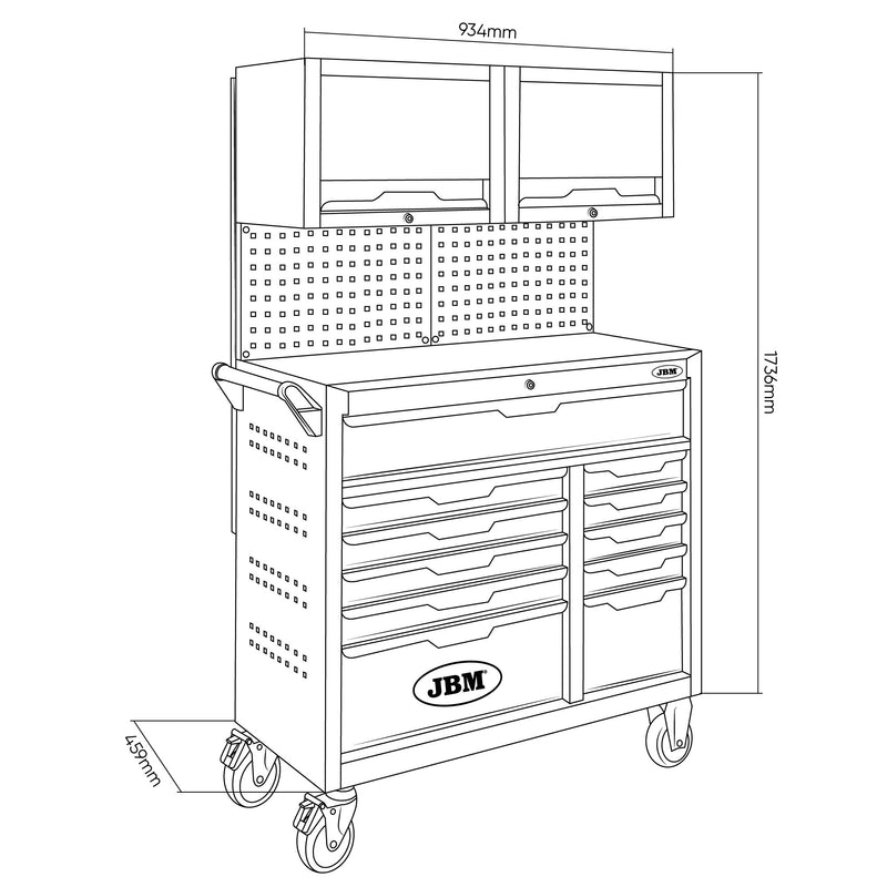 CARRO DE HERRAMIENTAS 11 CAJONES CON PANELES Y ARMARIOS - ARMADO - 55118