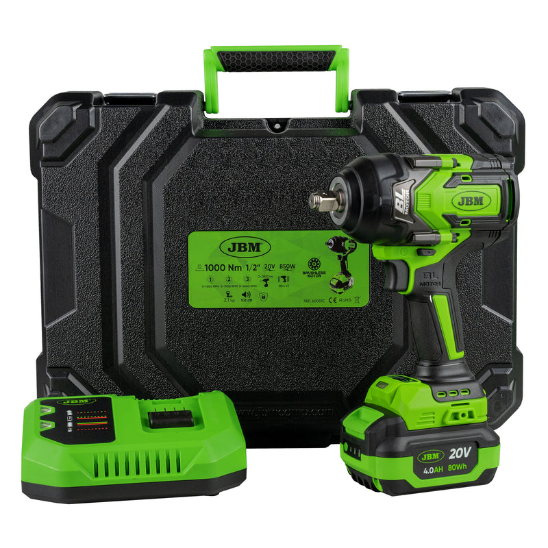 PISTOLA DE IMPACTO BRUSHLESS A BATERÍA 1/2" 1000NM CON MALETÍN -60051C