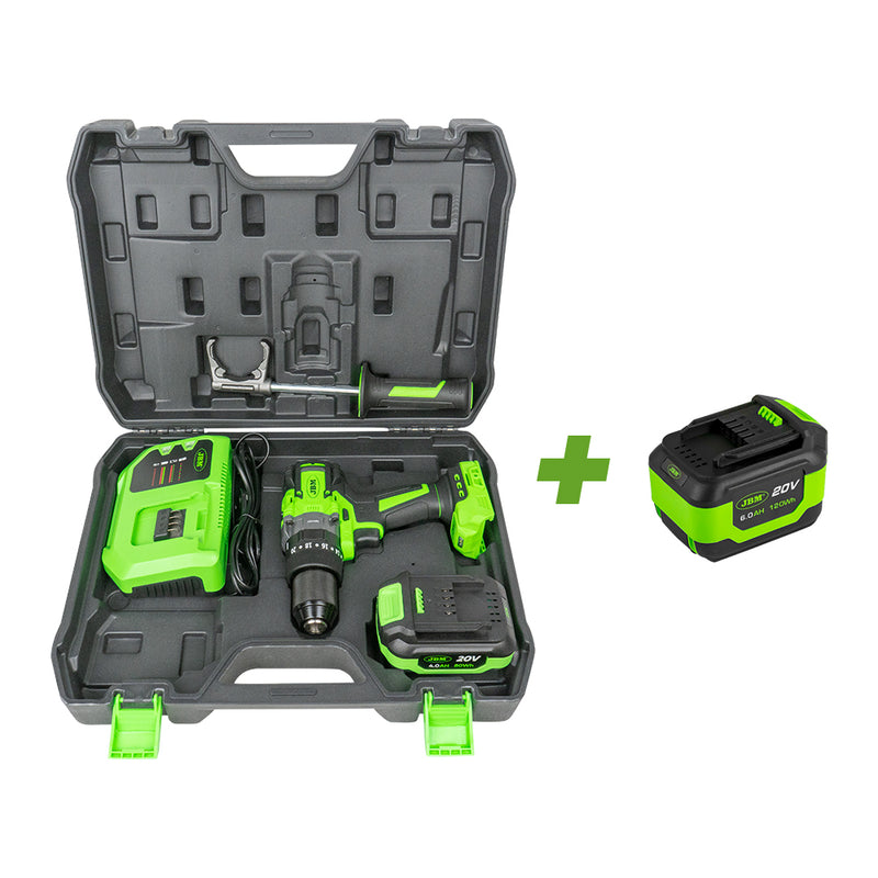 PROMO - 60047C TALADRO PERCUTOR 2 VELOCIDADES A BATERÍA CON MALETIN + BATERÍA LI-ION 6.0AH