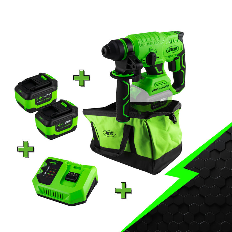 PROMO-60023B - MARTILLO PERCUTOR SDS A BATERÍA CON MOCHILA + 2 BATERÍA DE 6AH