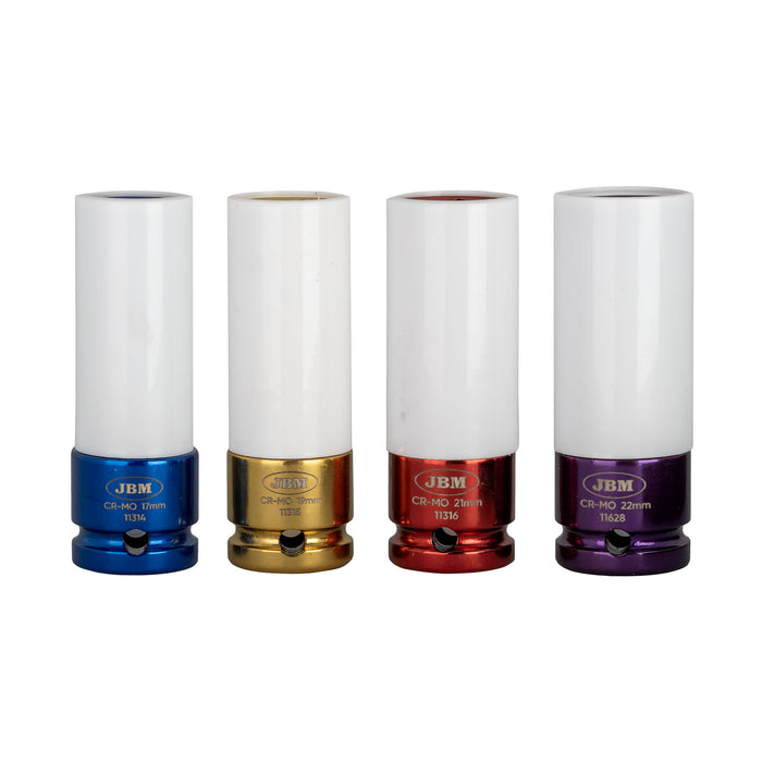SET DE 4 VASOS DE IMPACTO DE 1/2" ESPECIAL EXTRACCIÓN RUEDAS - 52338