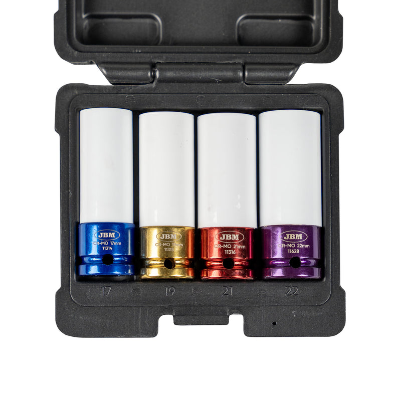 SET DE 4 VASOS DE IMPACTO DE 1/2" ESPECIAL EXTRACCIÓN RUEDAS - 52338