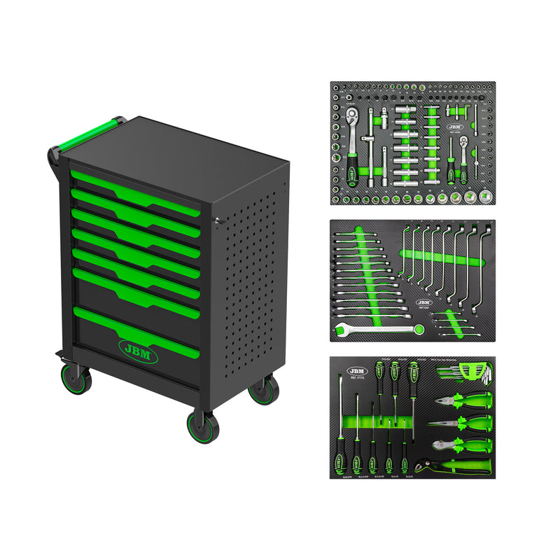 CARRO DE HERRAMIENTAS DE 7 CAJONES VERDE - 154PCS - 54834