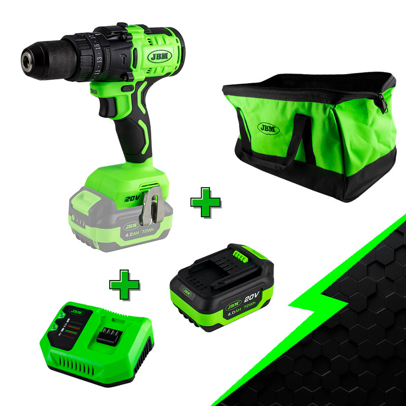 TALADRO 60006 + BATERIA 4.0 AH + CARGADOR 20V + MOCHILA -PROMO-60006A