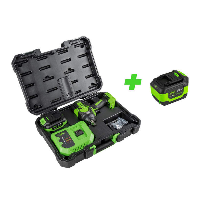 PISTOLA DE IMPACTO BRUSHLESS A BATERÍA 1/2" 1000NM CON MALETÍN, CARGADOR, BATERÍA DE 4AH+ 1 DE 6AH DE REGALO -PROMO-60051C