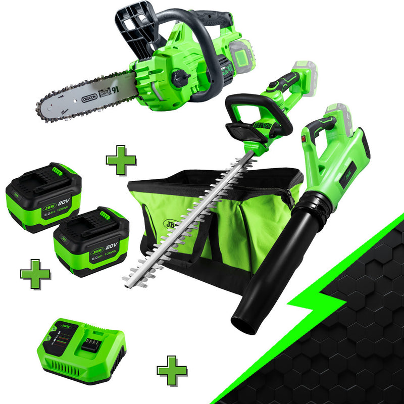 ESPECIAL KIT JARDÍN: CORTASETOS + MOTOSIERRA + SOPLADOR + BATERÍA + CARGADOR - PROMO-ELECTR15